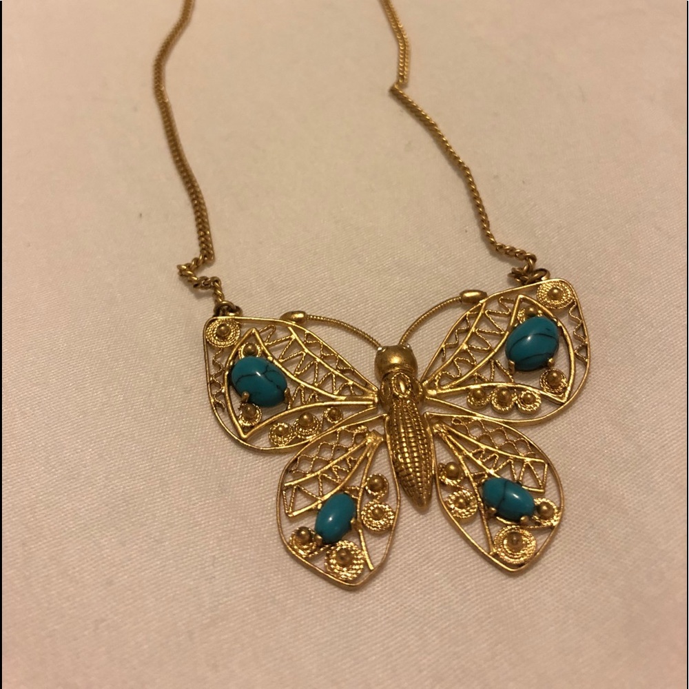 Juicy Couture Gold & Turquoise Butterfly Necklace